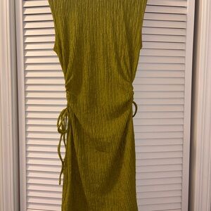 Chic Olive Sleeveless Dress with Side Ties